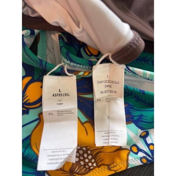 Cupshe Women Large Brown Bikini Set Twist Front Top Floral High Waist Bottoms - Picture 3 of 3